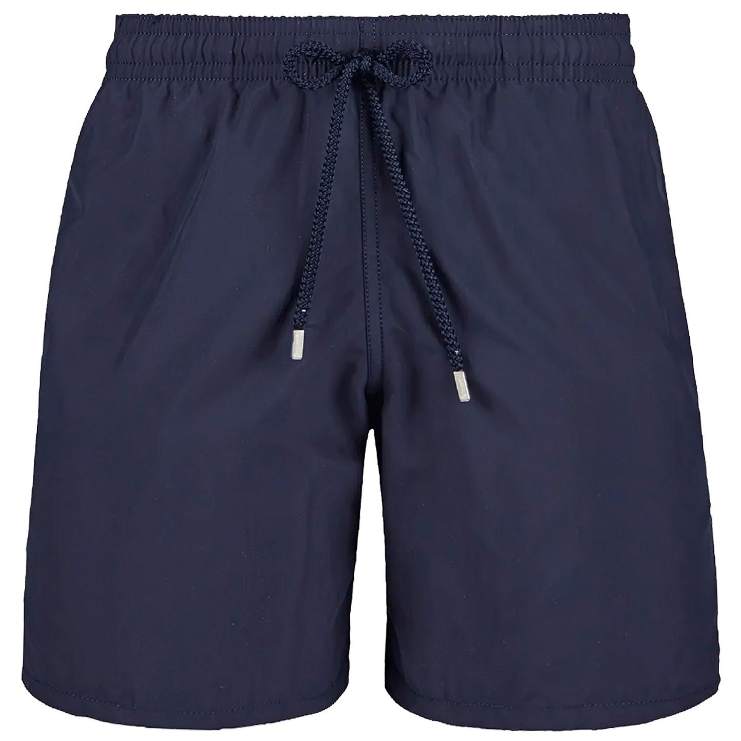 Men Long Swim Shorts Solid Navy Blue - Men’s Swim Shorts