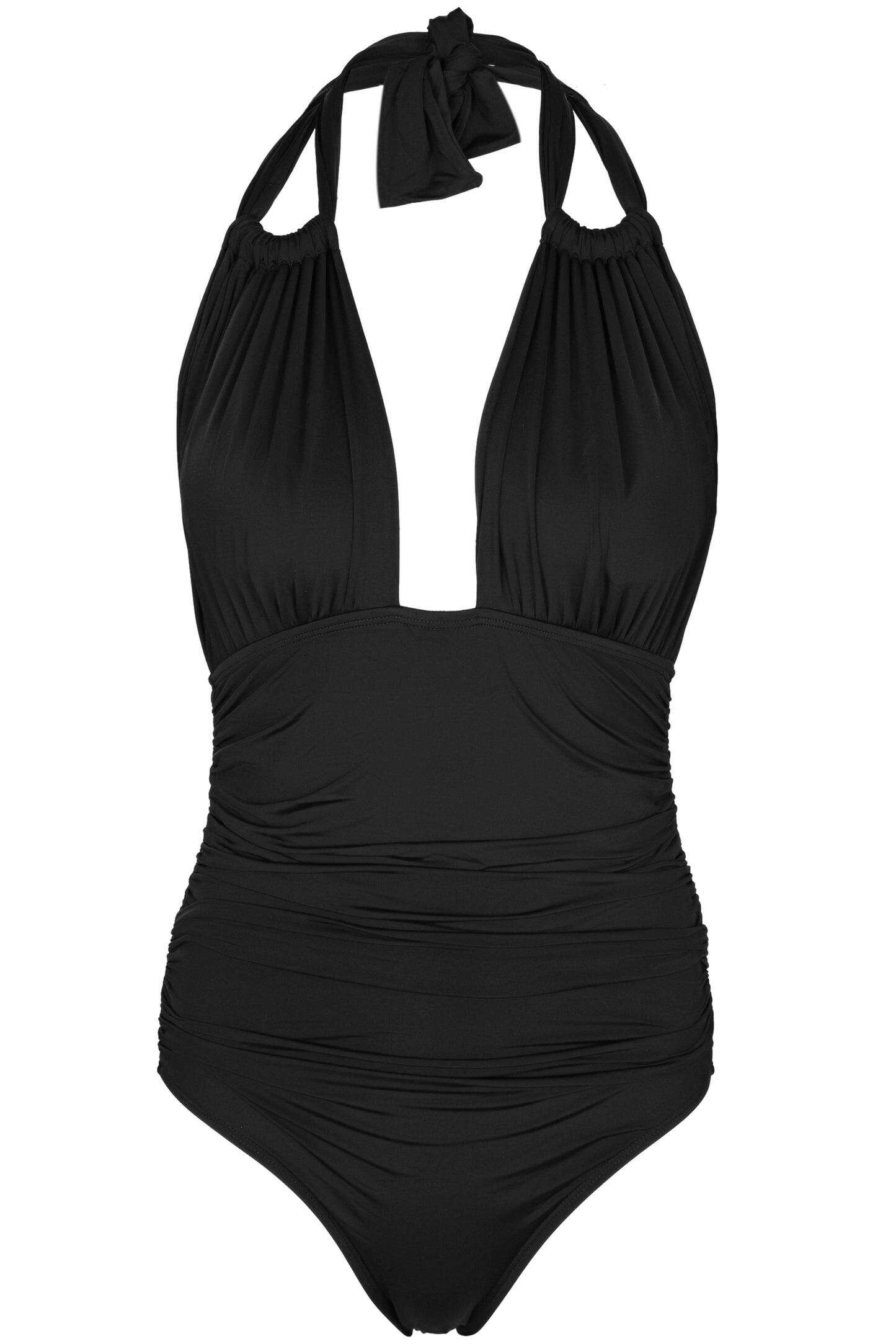 Bio Ruched Halter One Piece Black - One Piece