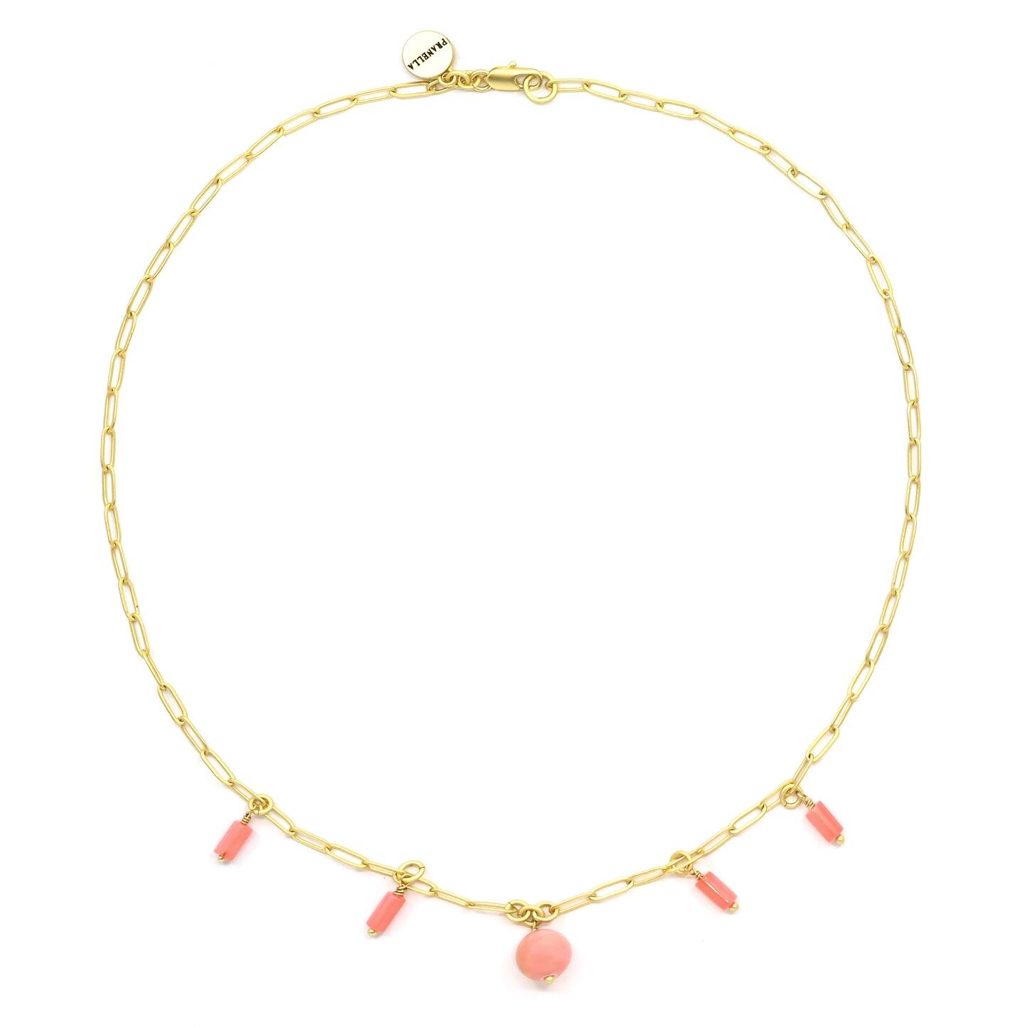Apricot Chain Pearl Necklace - Necklace