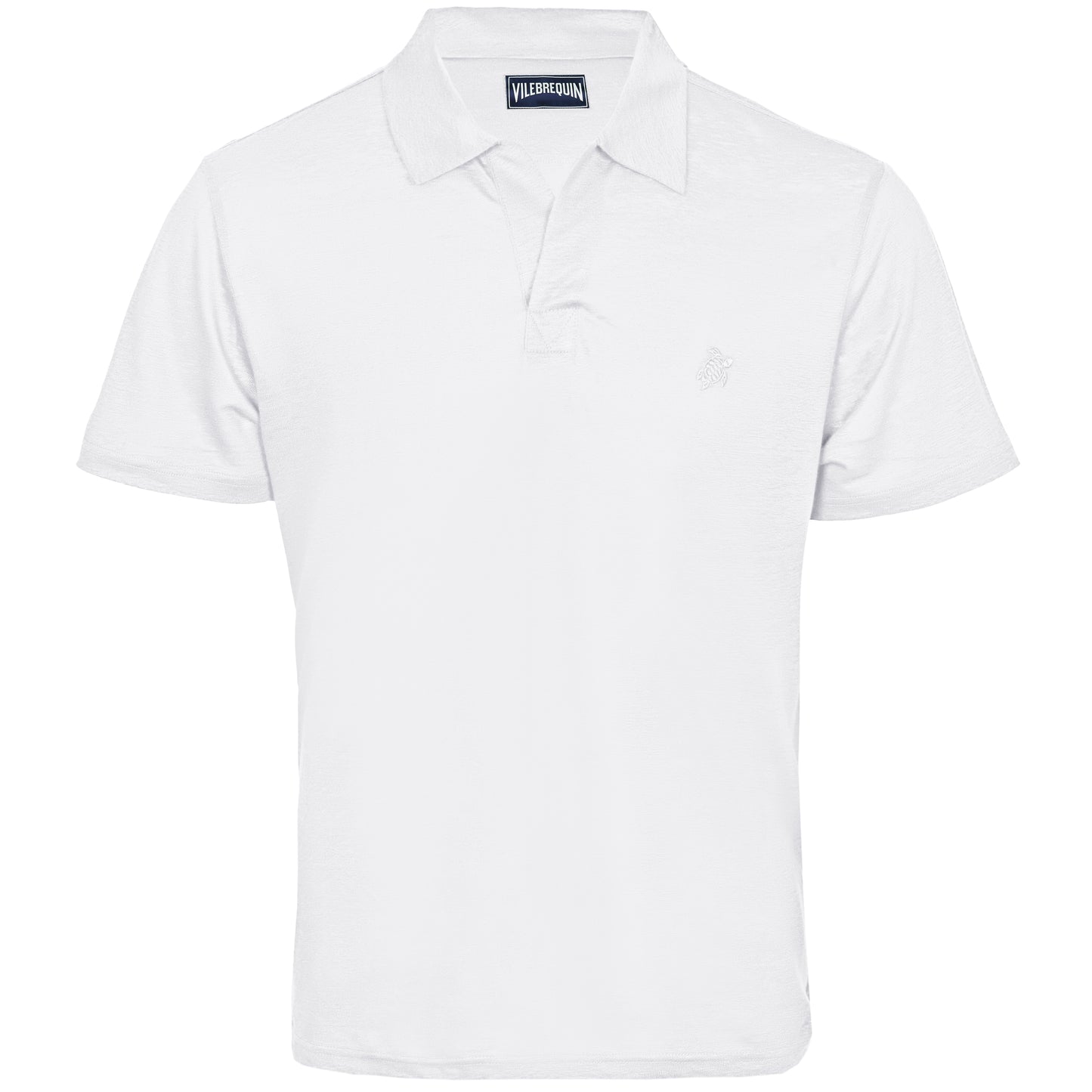 Men Linen Jersey Polo Shirt Solid White - Polo Shirt