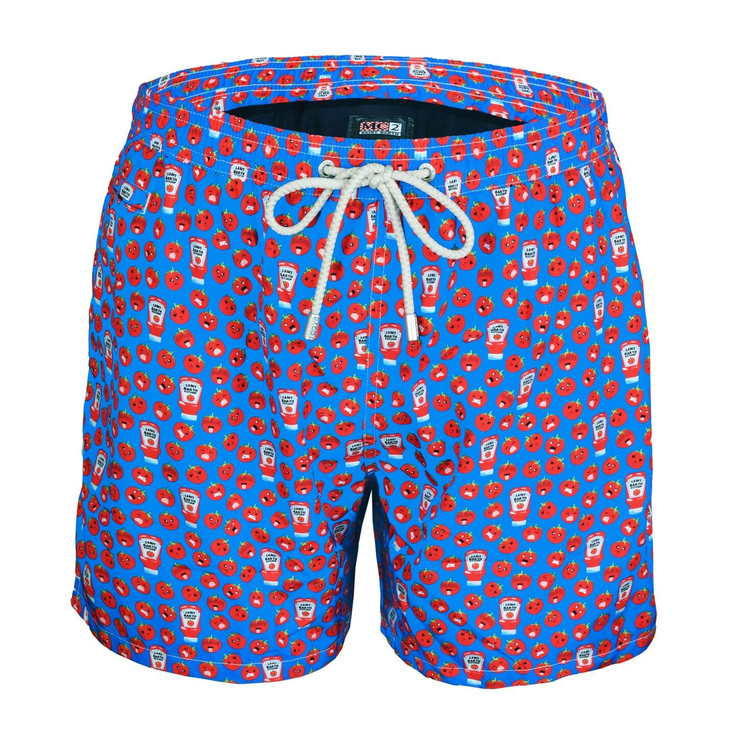 Lighting Micro Gnam Ketchup Blue/Red Mens Swimshorts - Men’s Swim Shorts