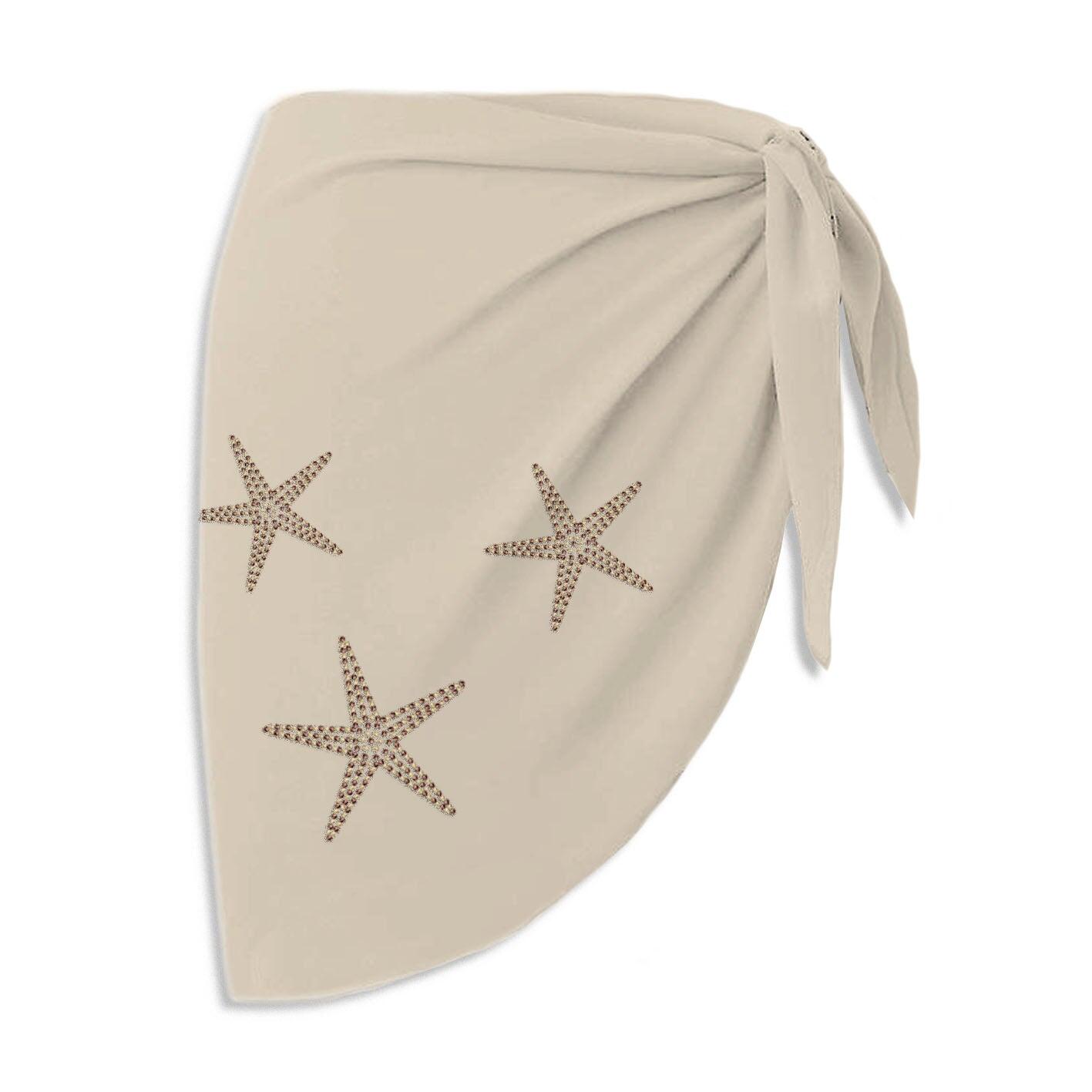 Woman Short Sarong Georgette Starfish Strass