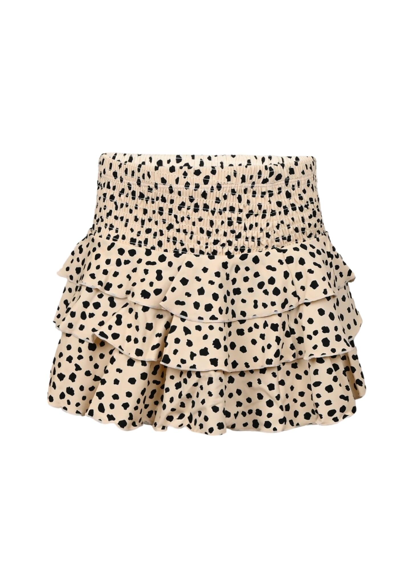 Dalmation Leopard Smocked Ruffle Active Skirt