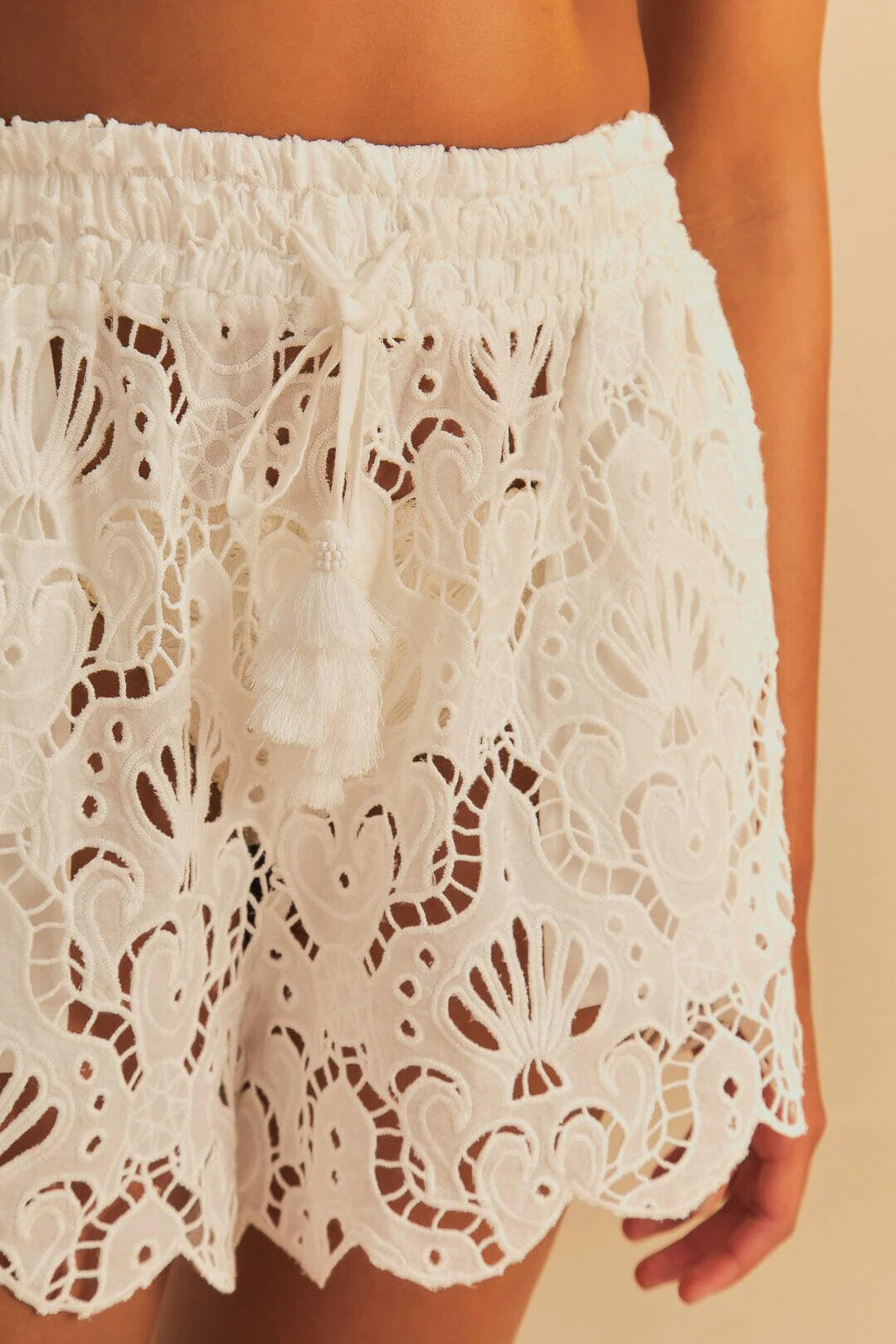 White Seashell Eyelet Short