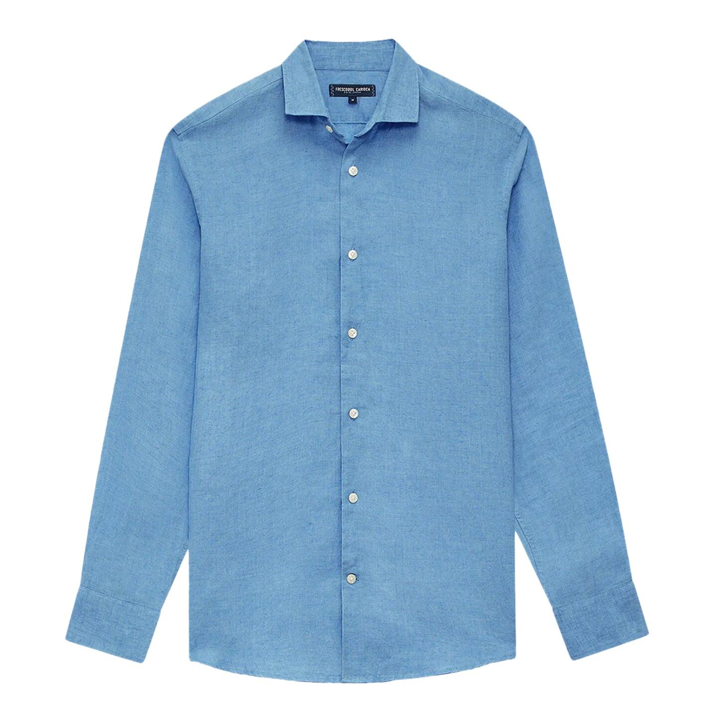 Antonio Linen Shirt Long Sleeve Cloud Blue - Long Sleeve Shirt