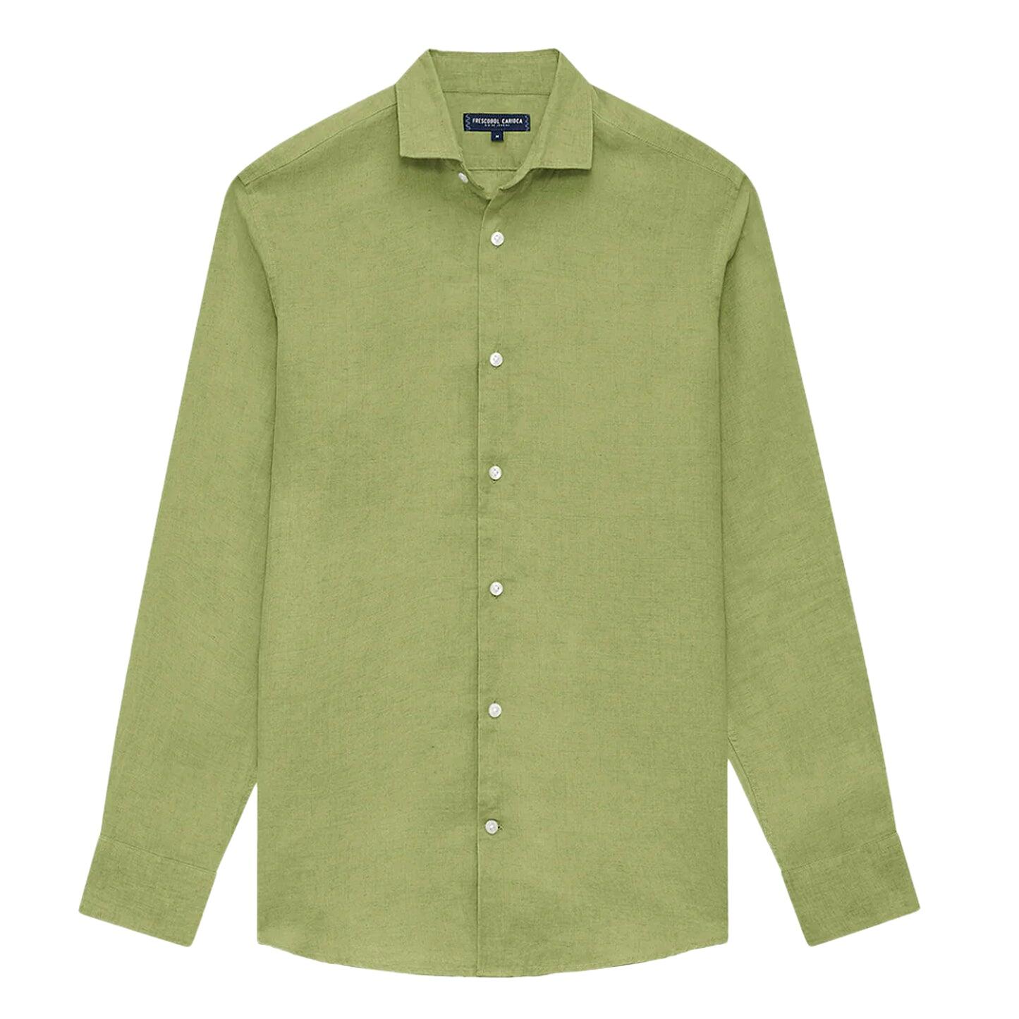 Men’s Antonio Linen Shirt Long Sleeve - Jungle Green - Top