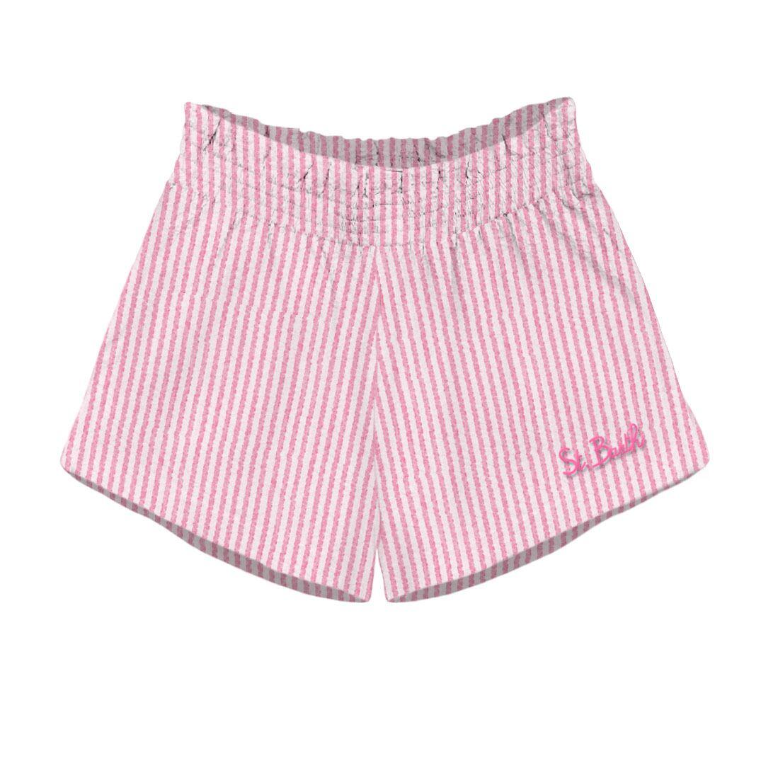 Meave Jr Seersucker Stripes Pink Girl Pullup Short