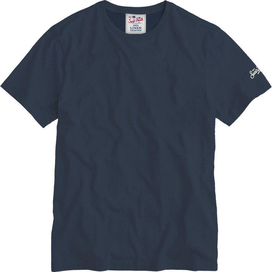 Ecstasea Man Linen T-shirt Blue Navy