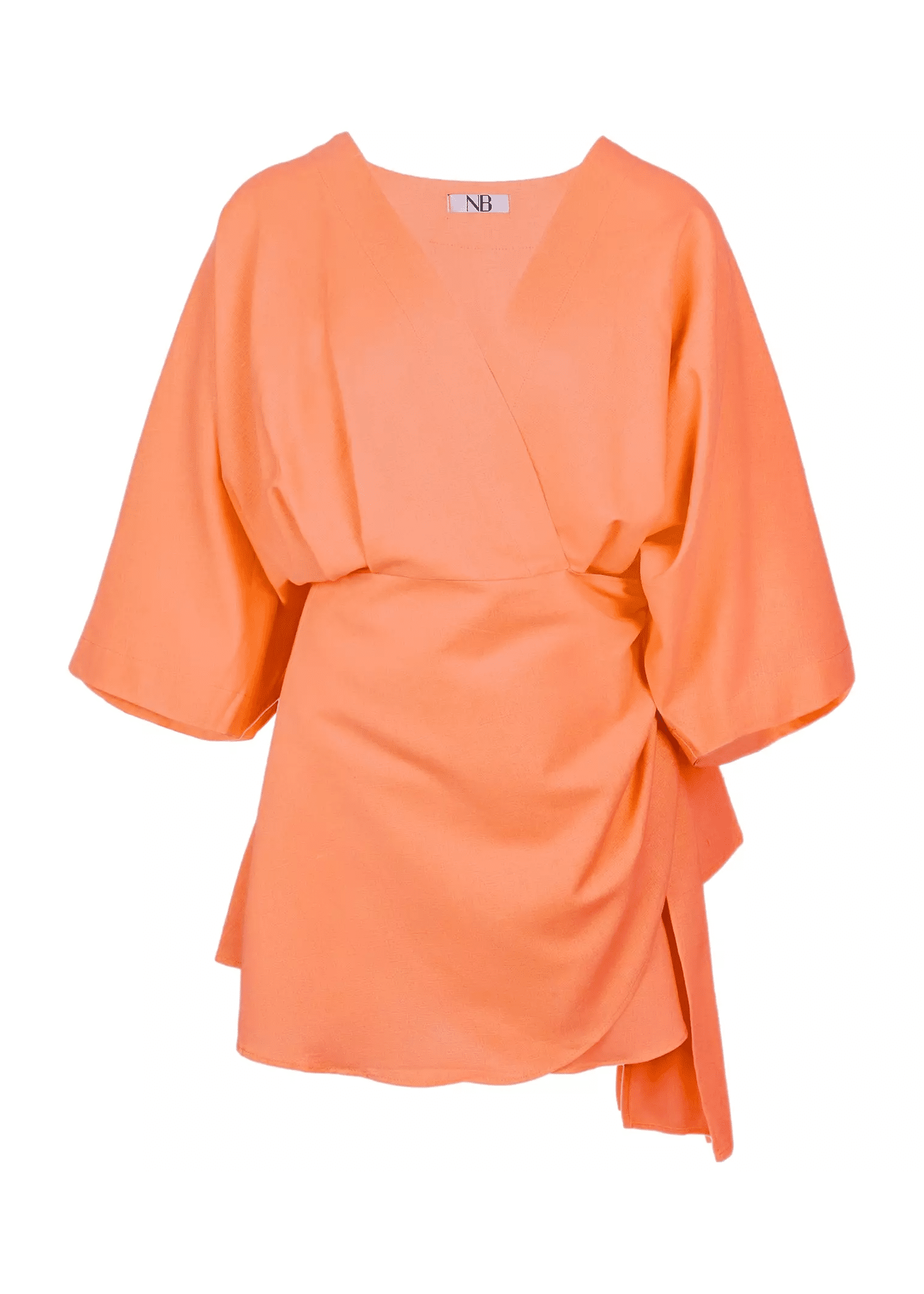 Short Sleeve Dress Linen Orange