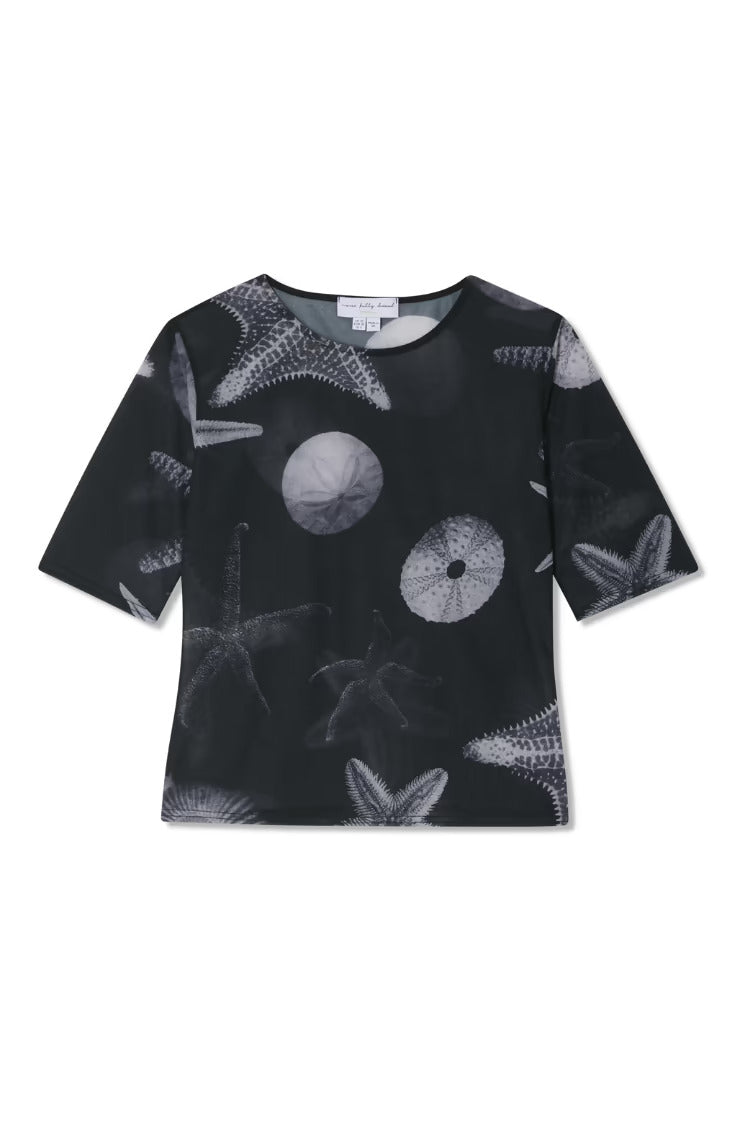 Black Seashell Mesh T-Shirt