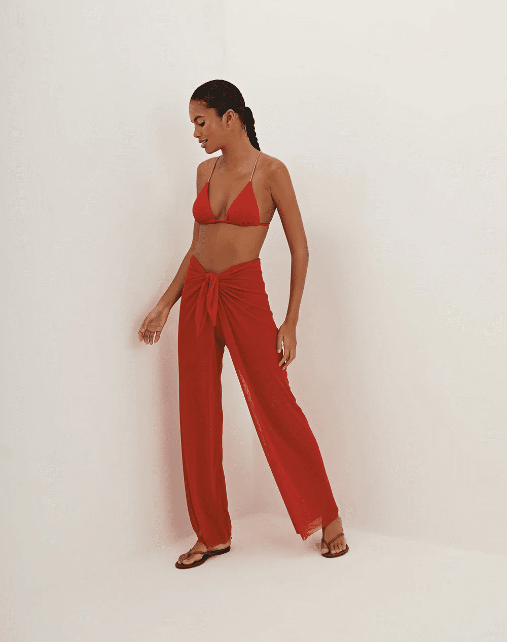 Solid Pareo Pants Ruby - Trousers