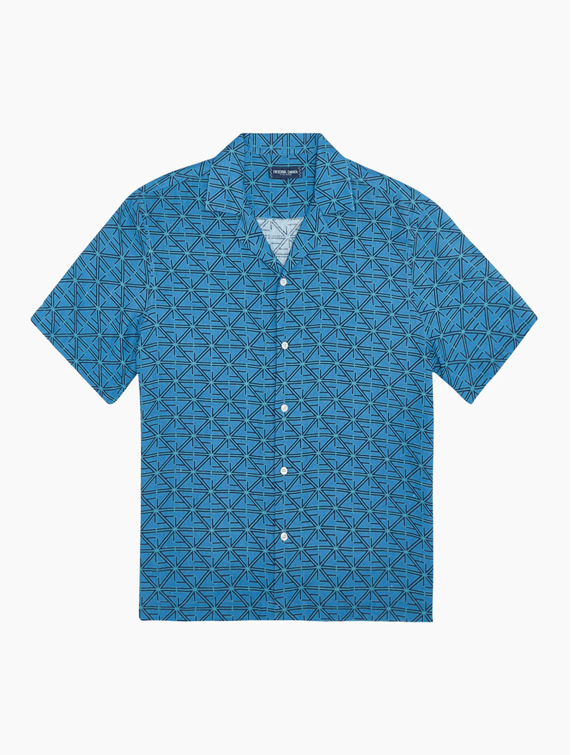 Roberto FC Monogram Print Linen Shirt Chateau Blue/Topaz Teal - Top