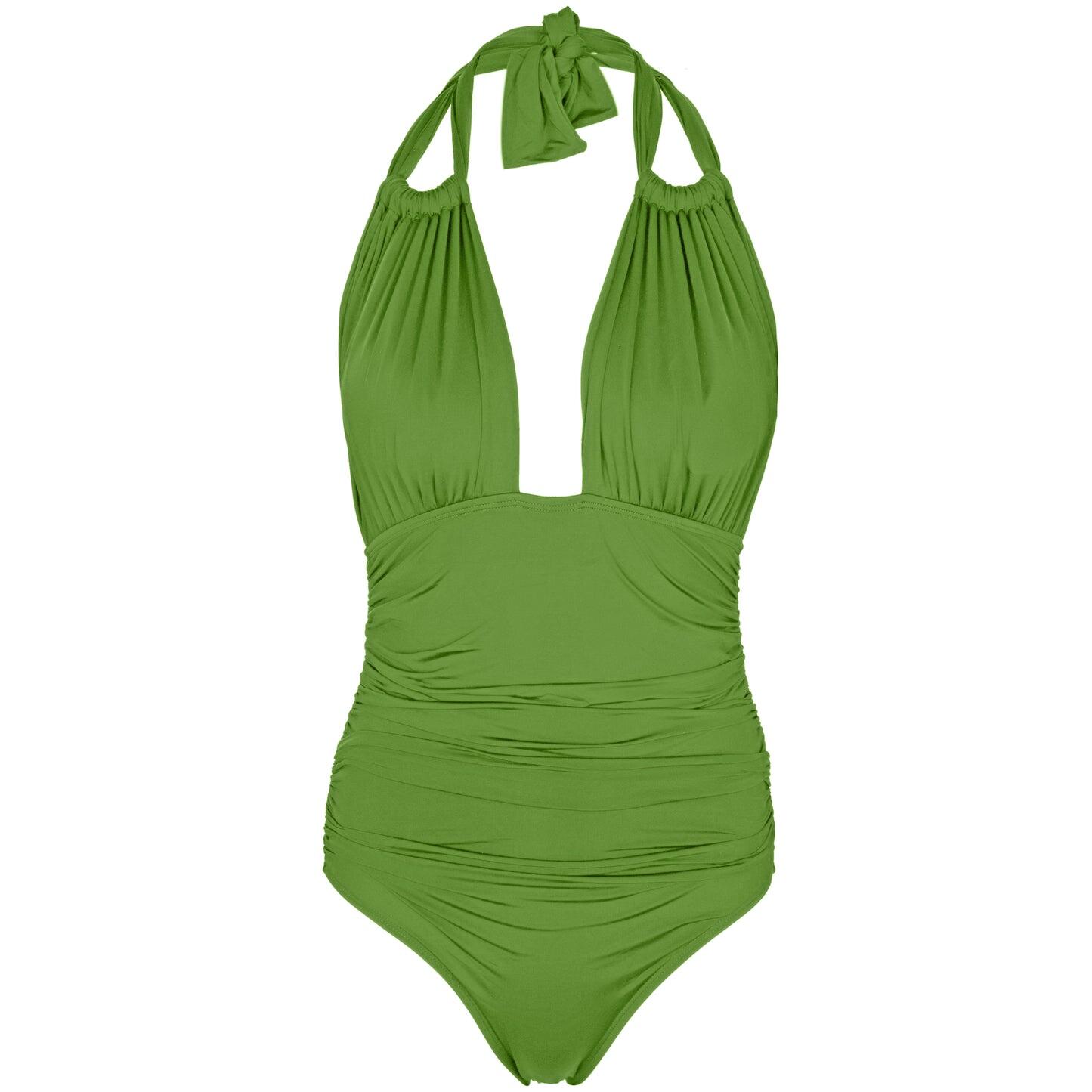 Ruched Halter One Piece Matcha - One Piece