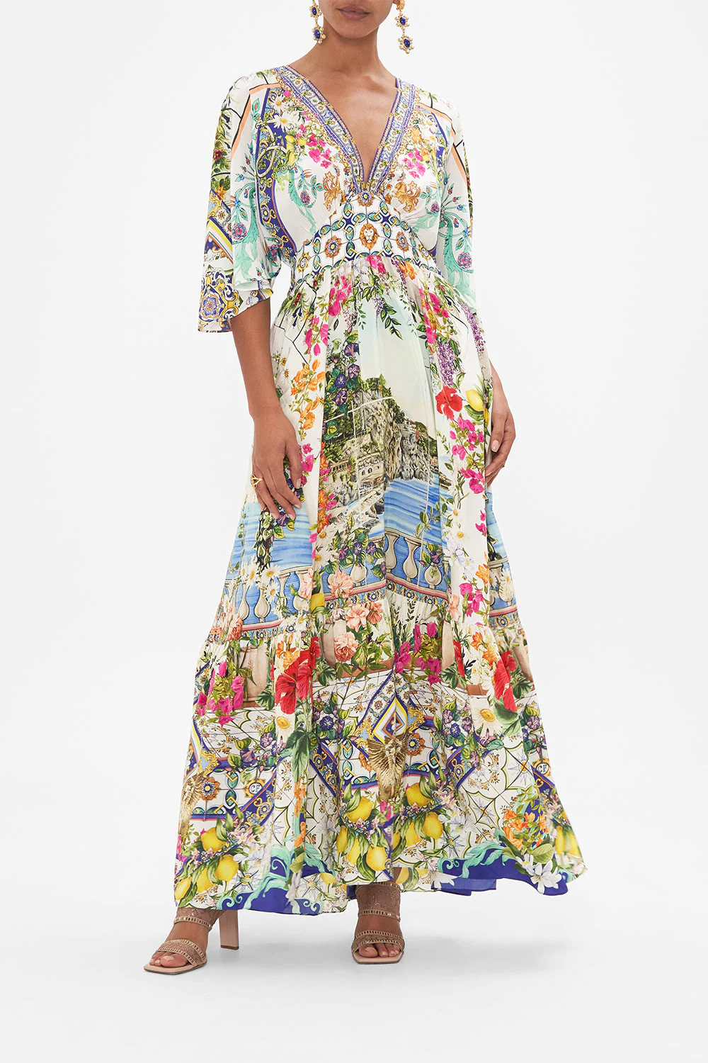 Waisted Dress With Hem Ruffle Amalfi Amore - Dress