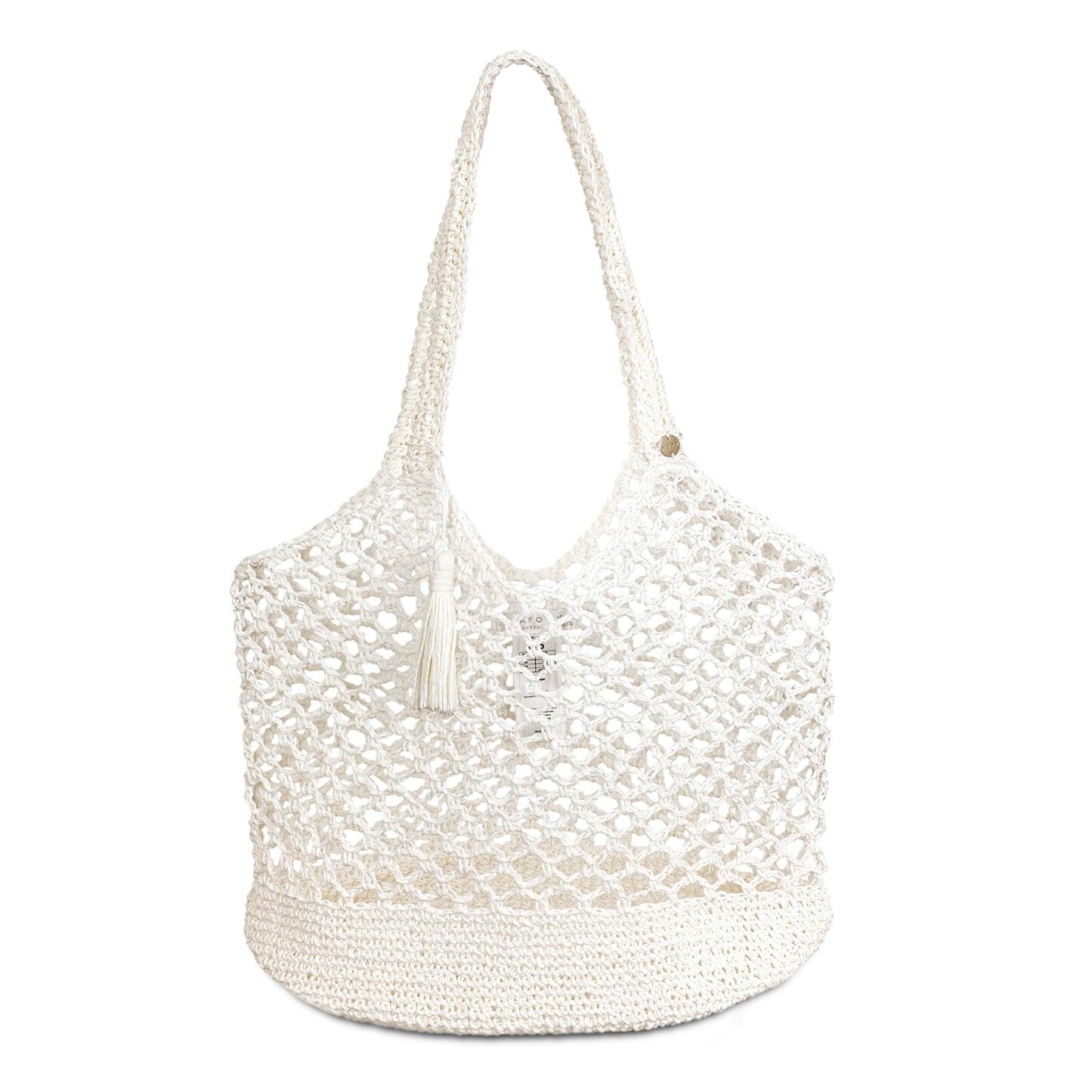 Woven Tassel Tote White - OS - Hat
