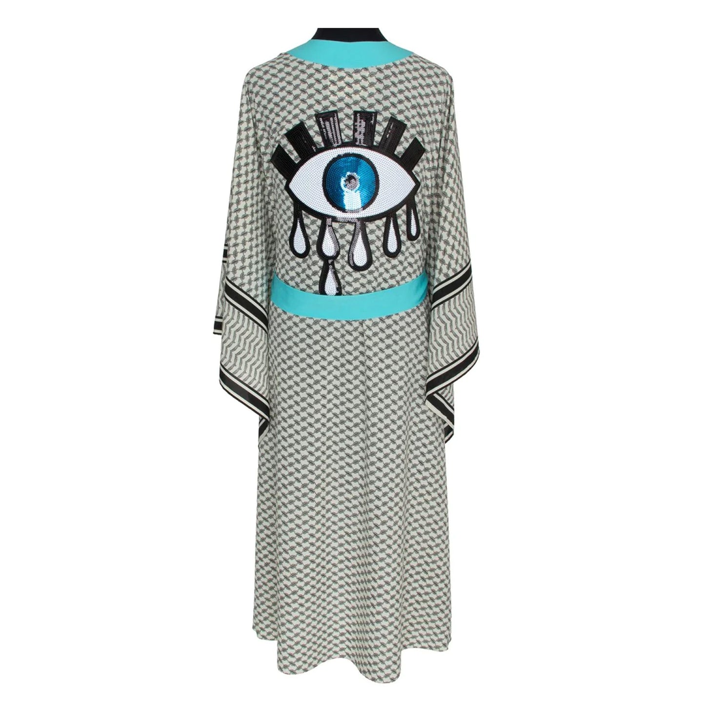 Desert Tribe Long Kimono Evil Eye Turquoise - Kimono