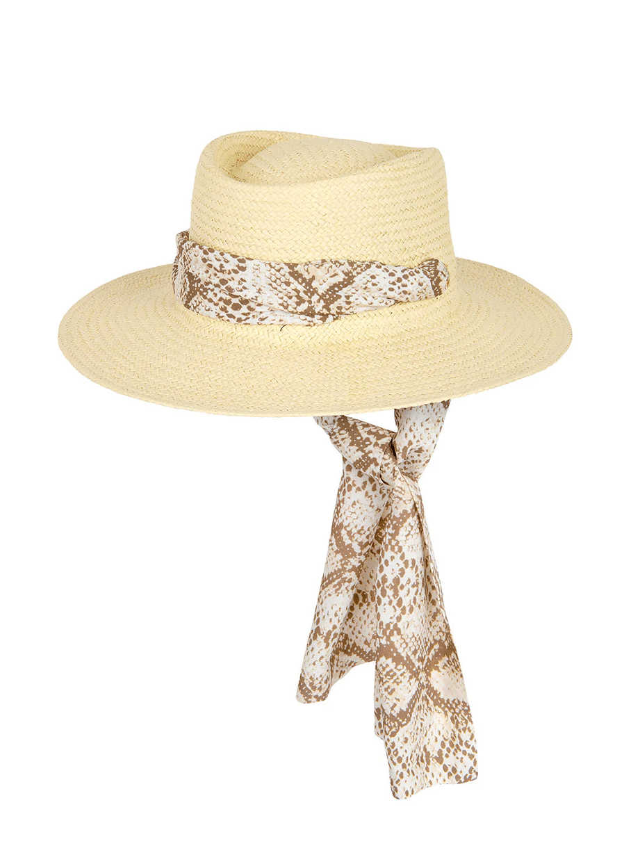 Wide Brim Hat with Snake Ribbon