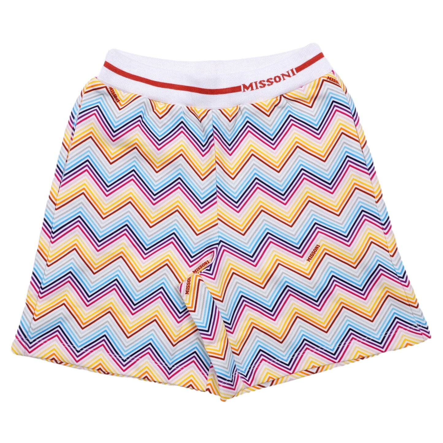 Girls Cotton Shorts in White/Multicolour