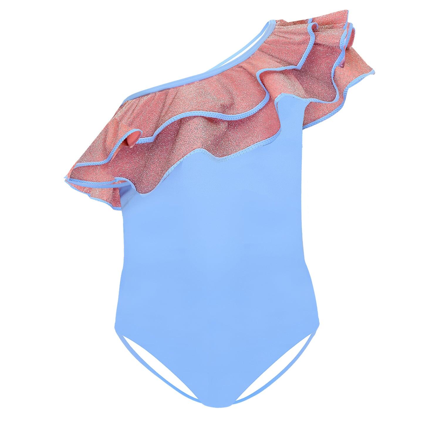 Ruffle One Shoulder Swimsuit for Girls