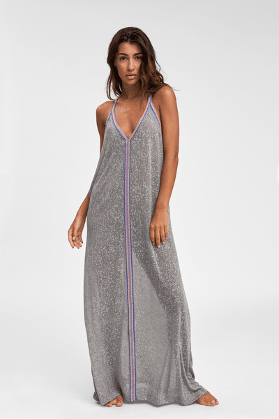 Model wearing Silver Beach Dress by Pitusa