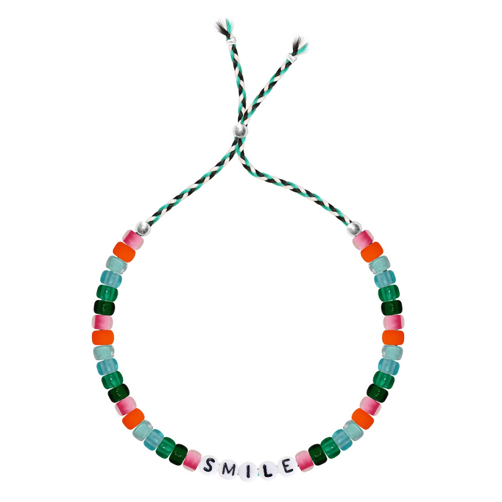 Chunky Beaded Bracelet with Smile Letters