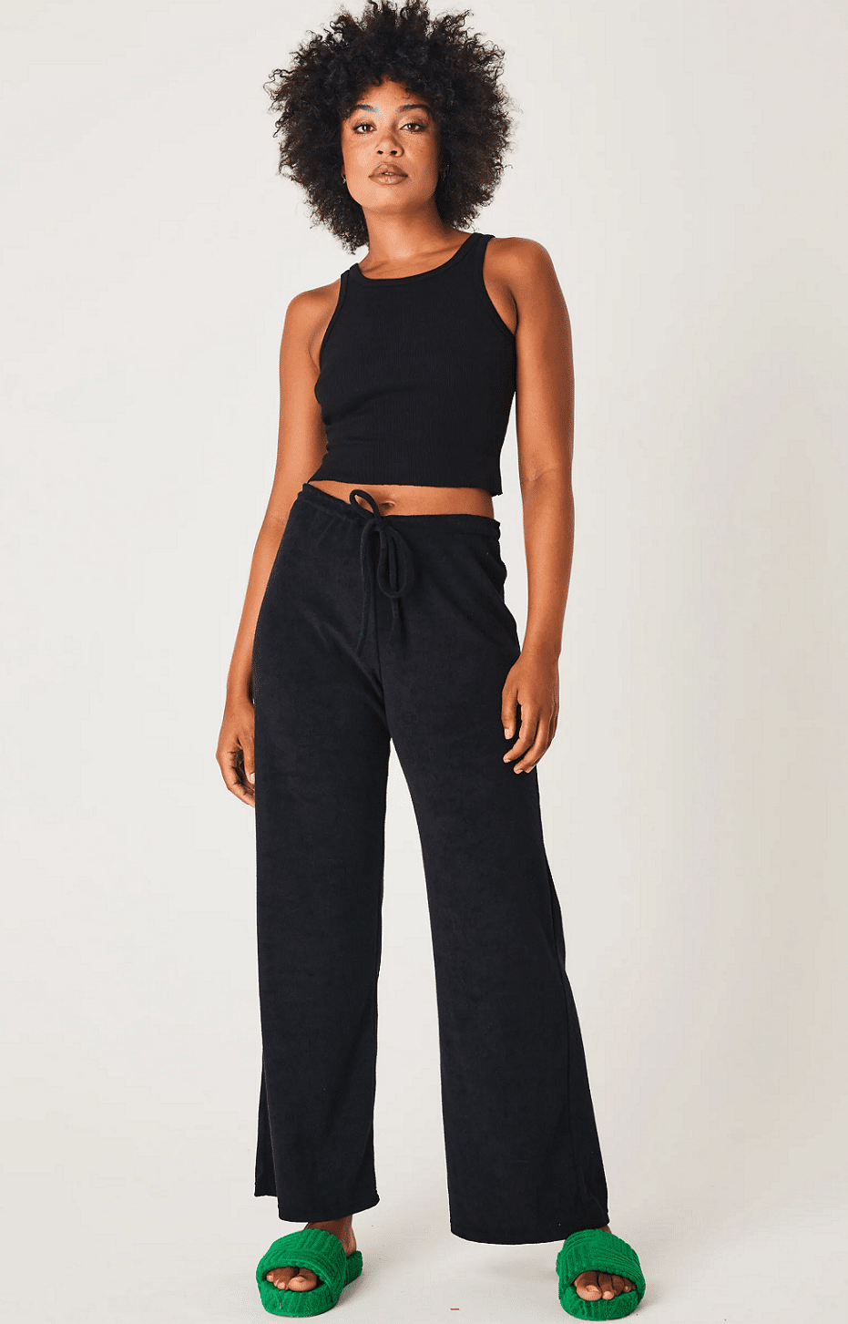 Terry Relaxed Pants Black - Bottoms