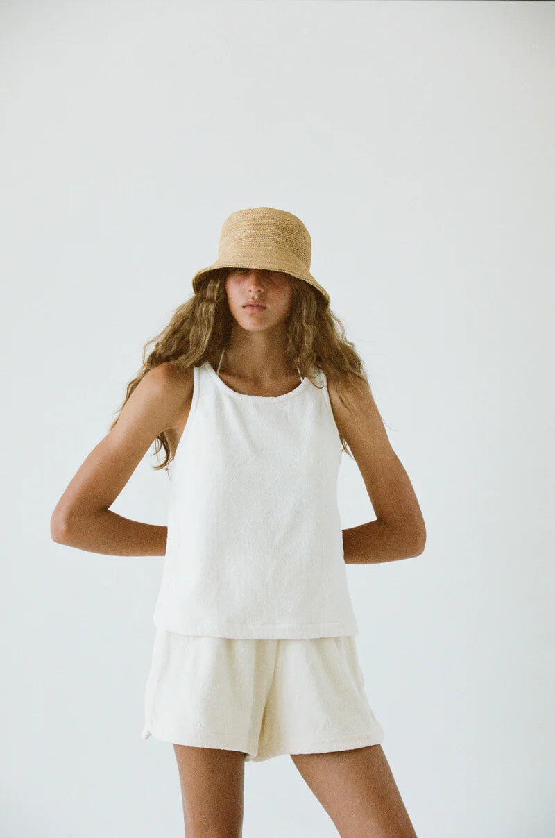 White Tank Top in Terry Cotton