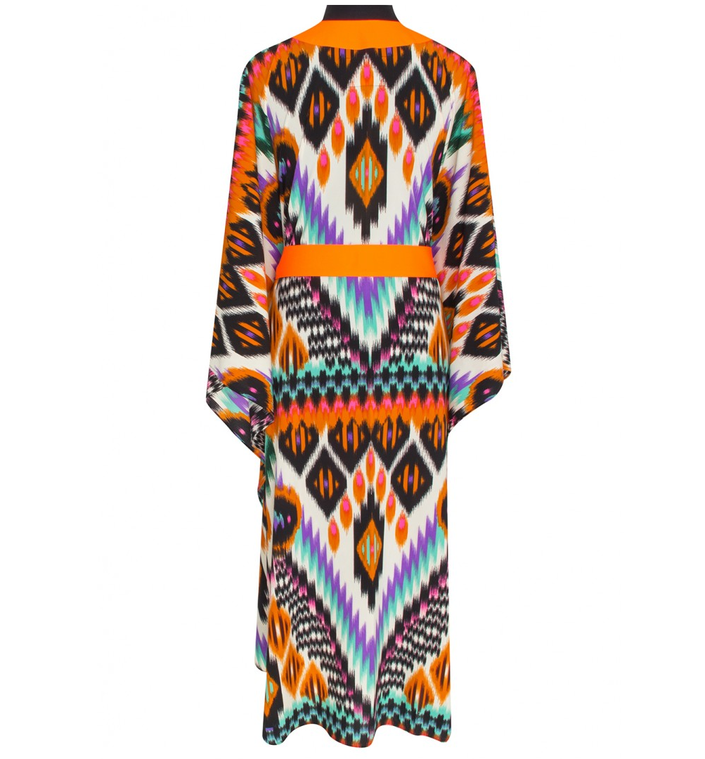 Tribal Orange Apache Long Kimono Neon Orange - Kimono