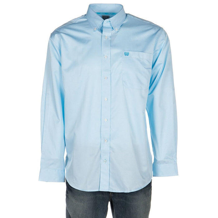 Mens Light Blue Tencel Stripe Button Shirt | Cinch | NRS