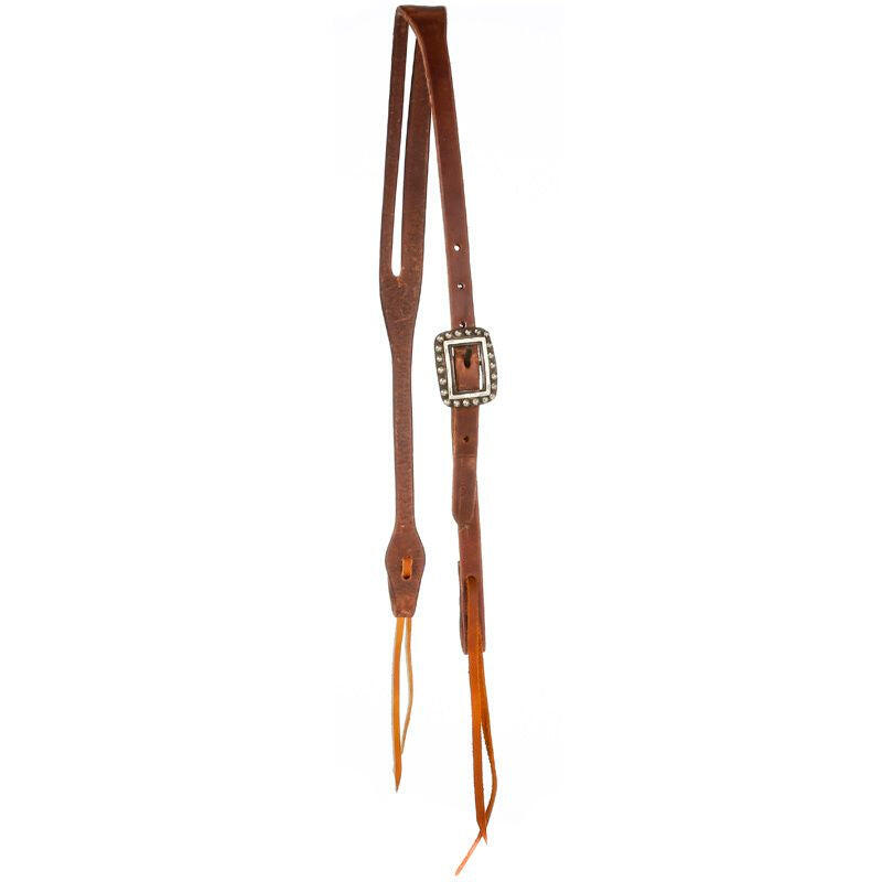 Cowperson Tack 5/8inch Slot Ear Headstall w/ Square Antique Dotted Buc