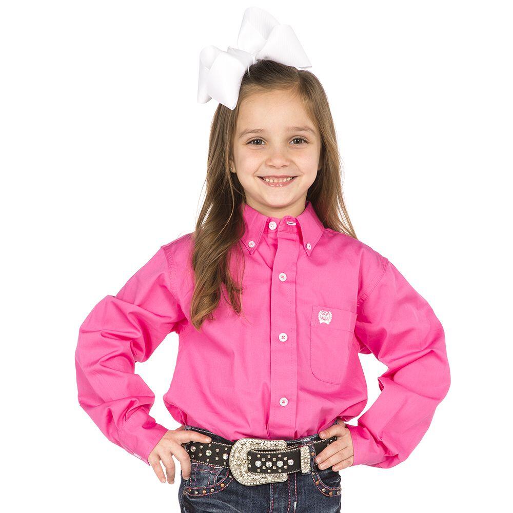 Kid's Cinch Solid Pink Button-Down Shirt