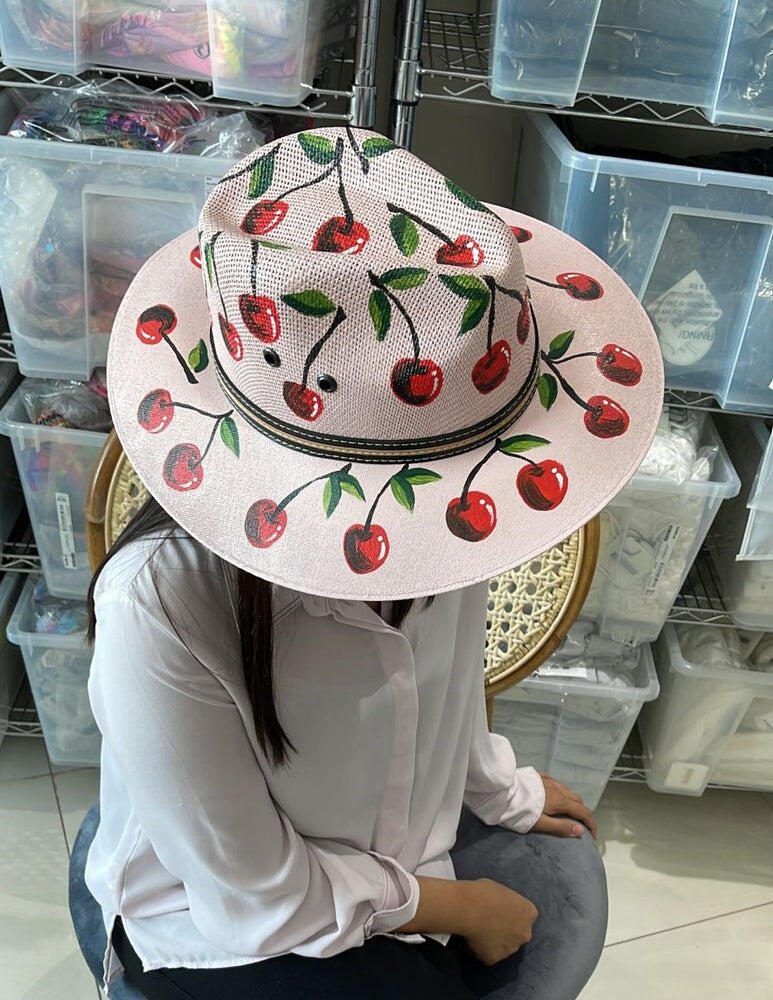 Cherry Panama Hat Pink