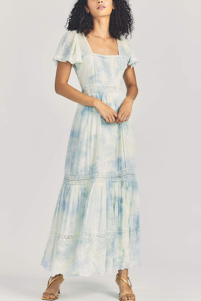 Norma Dress Lily Pond Hand Dye