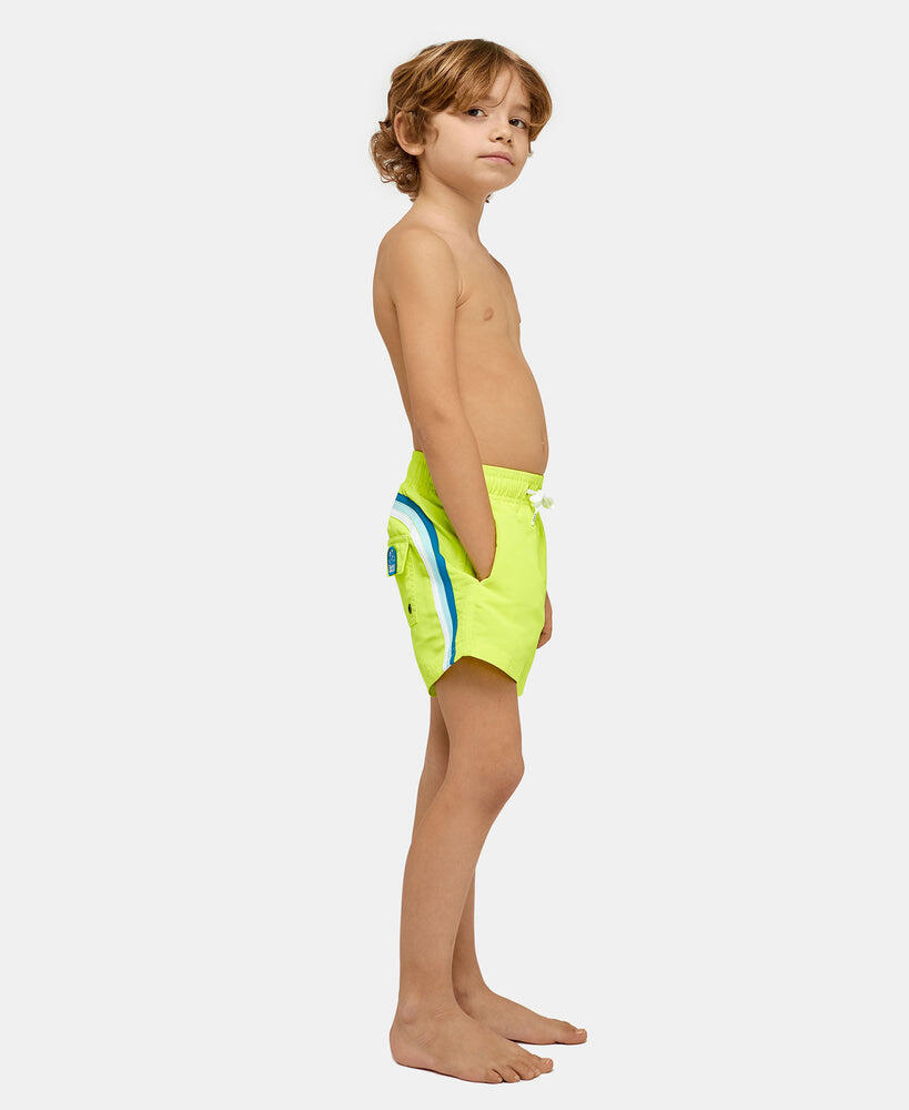 junior wearing Neon Green Swim Shorts for Boys