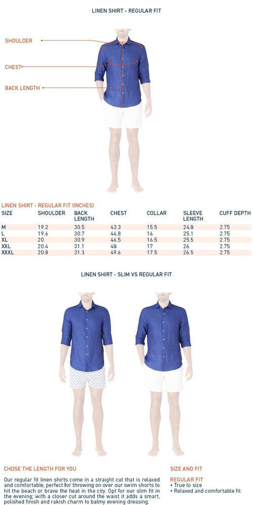 size chart for long sleeve linen shirts 