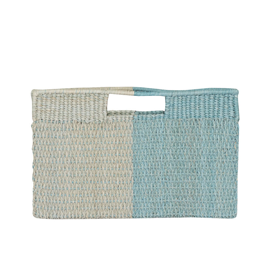 Grenada Small Straw Two-Tone Clutched Bag Ice & Aquamarine