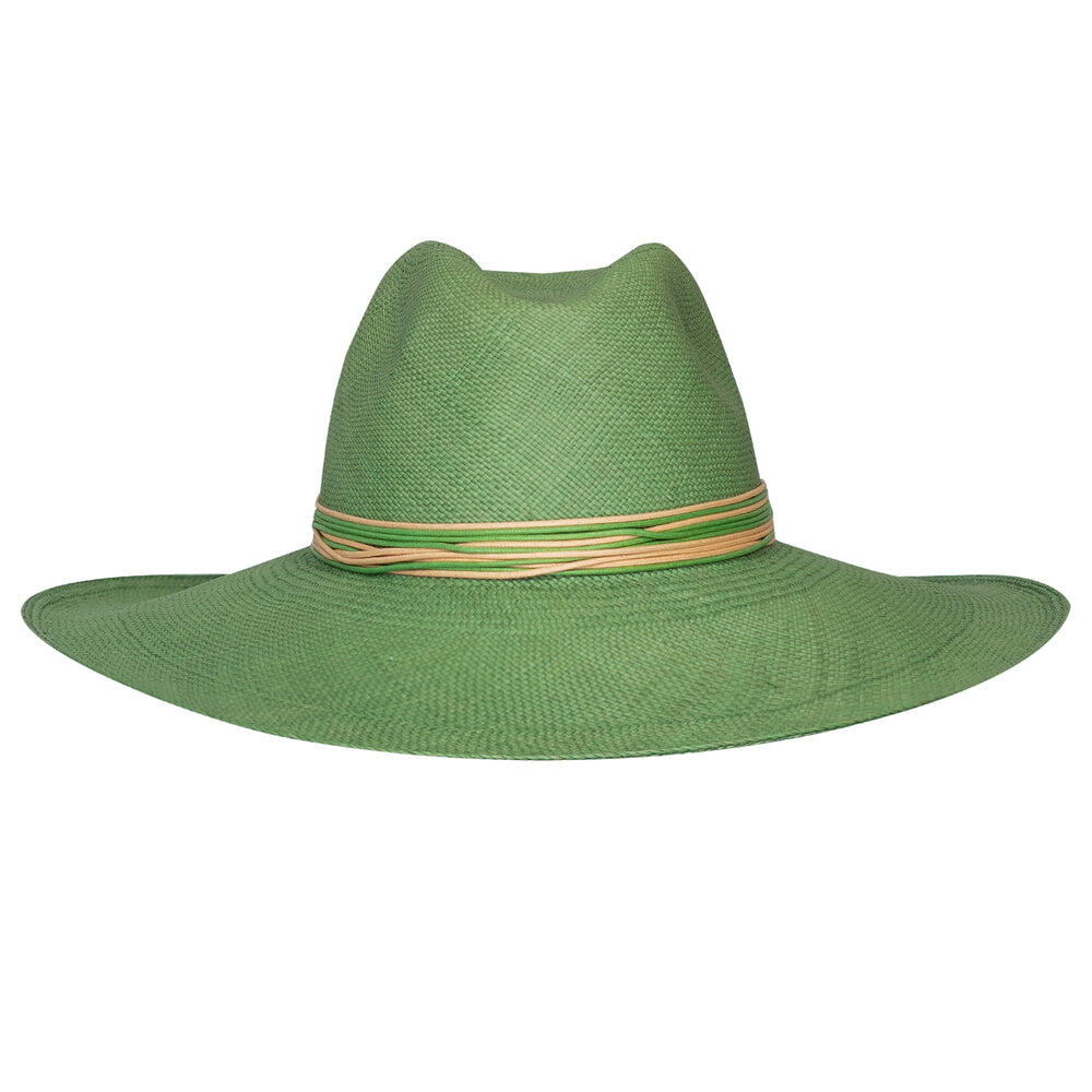 Lagos Classico Wide Brim Hat Parrot Green With Cream Cords