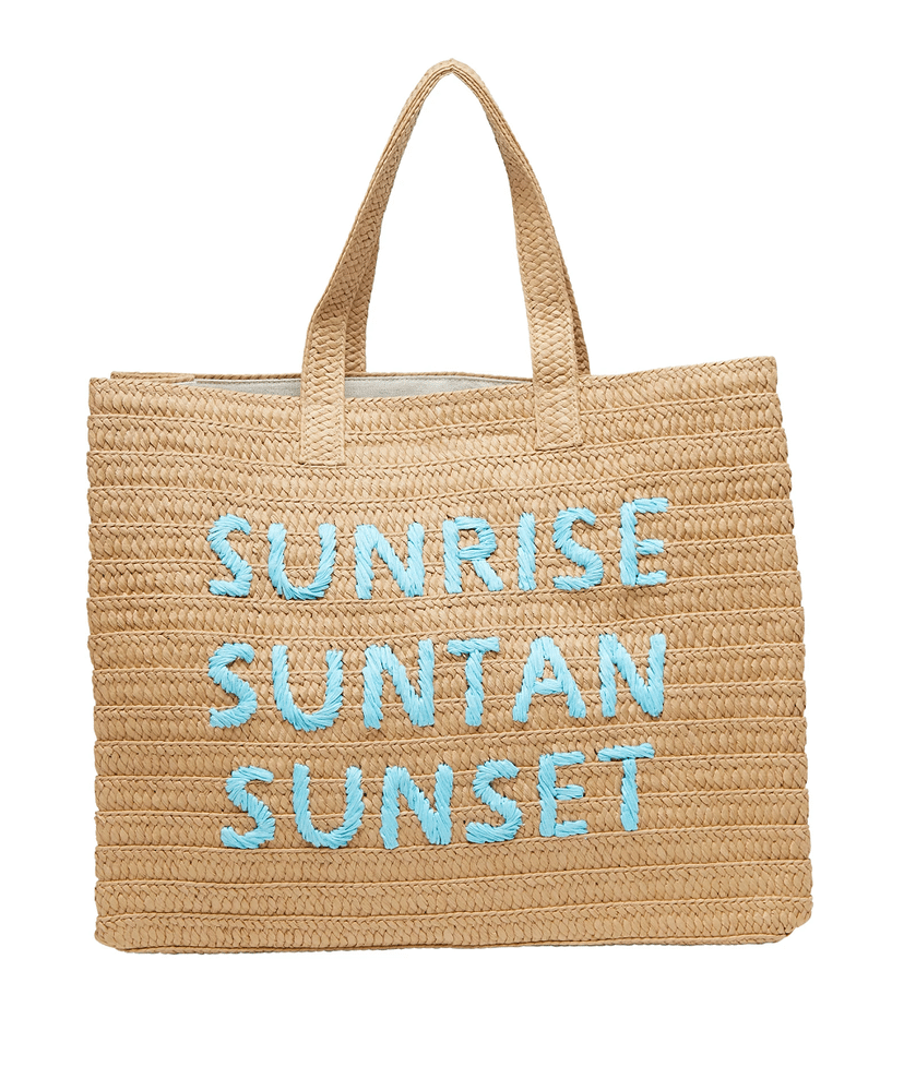 Sunrise Sunset Sand/Turquoise Tote Beach Bag