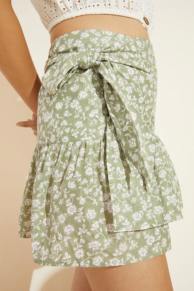 Garden Domi Wrap Mini Skirt Pear/Ivory