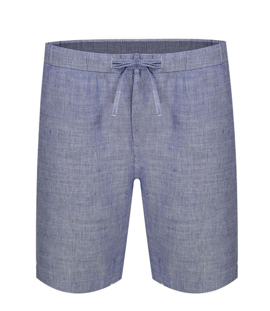 Melange Navy Linen Shorts