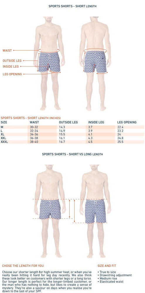 size chart for mens blue swim trunks 