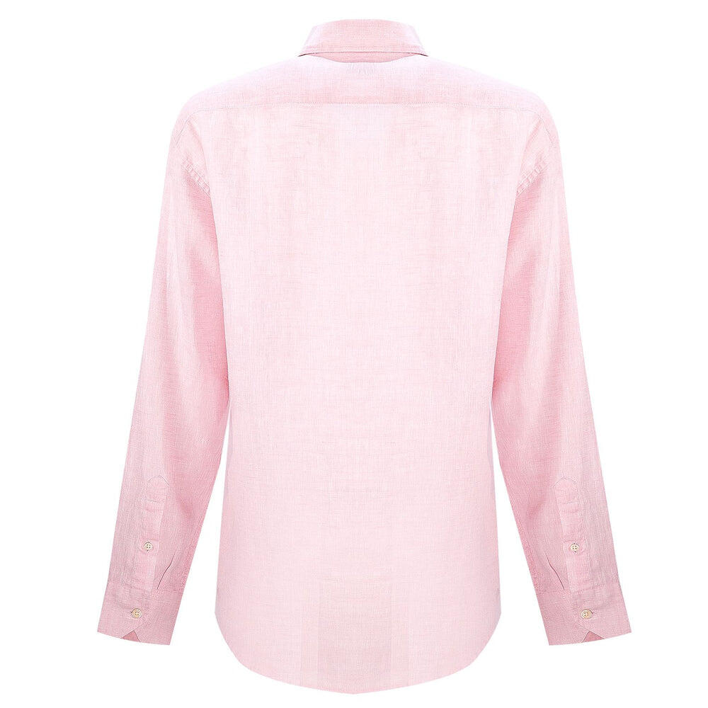Linen Long Sleeve Shirt in Light Pink
