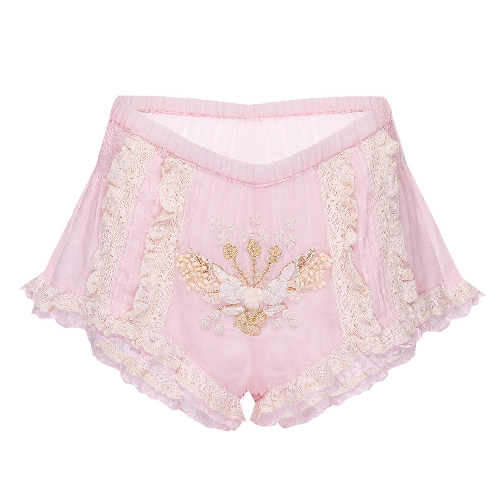 Pants Short Smock Light Pink/Ecru