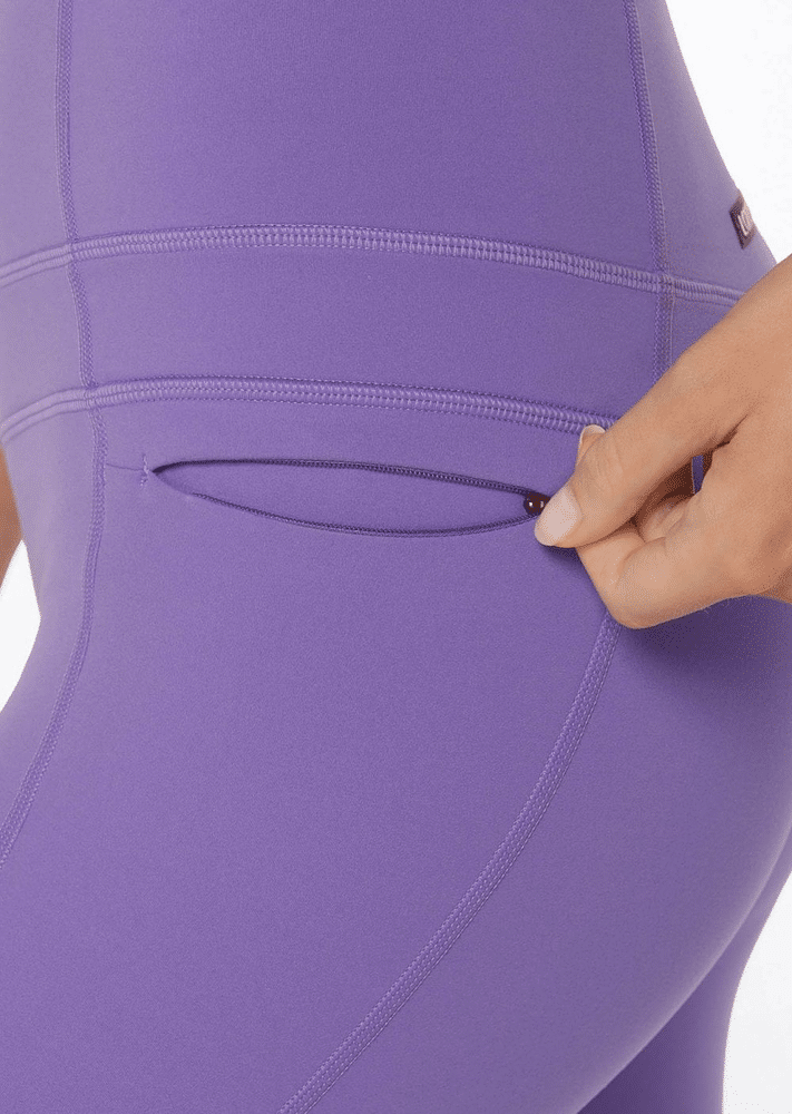 Stomach Support Zip Phone Pocket Ankle Biter Leggings Ultra Violet