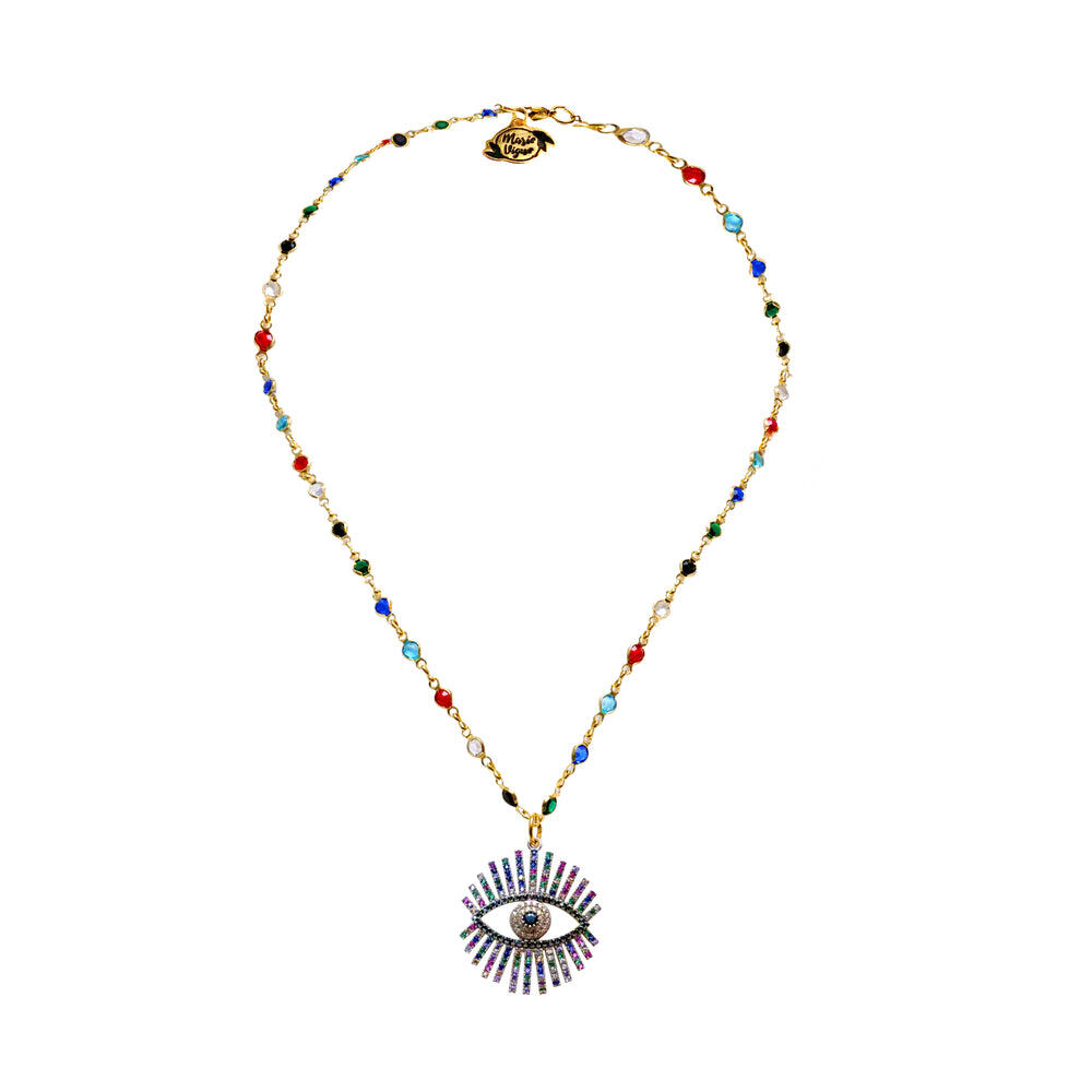 Multicolour Chain And Eye Necklace