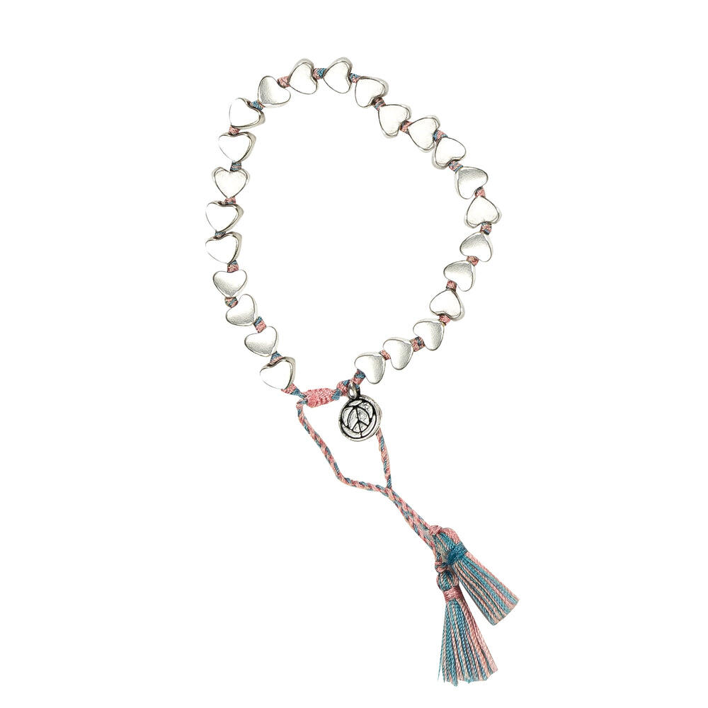 Silver Heart Bracelet With Turquoise Tassel
