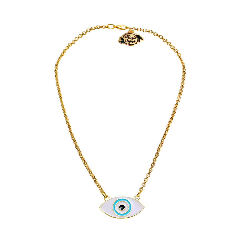 White Greek Eye Necklace