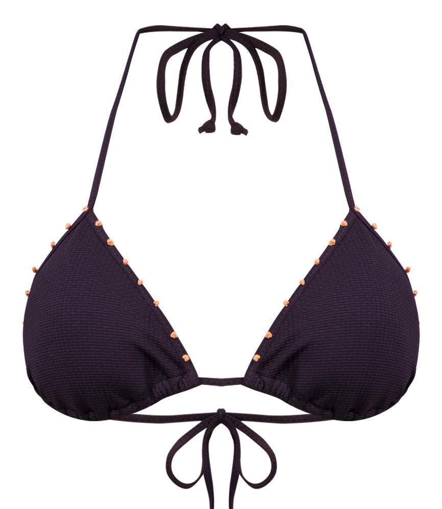 Marysia Black Luxury Bikini Top with French Knots
