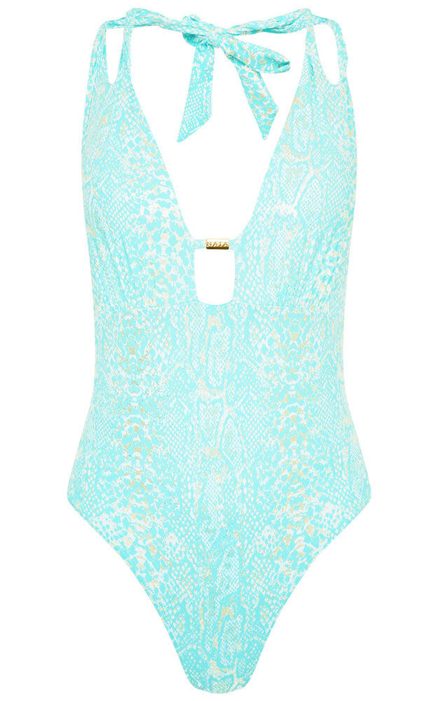 Letita Plunge Swimsuit With Gold Foil
