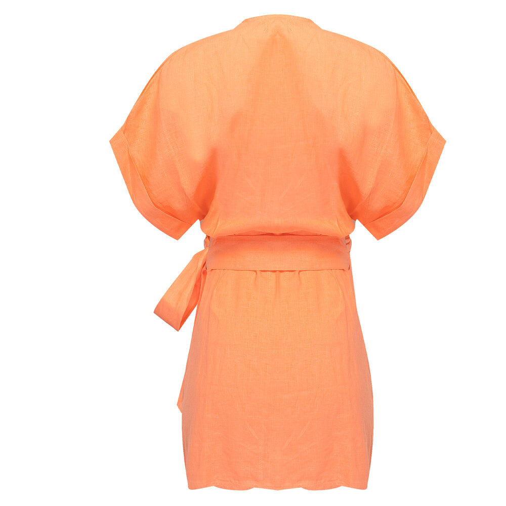 Patina Wrap Dress Bright Orange